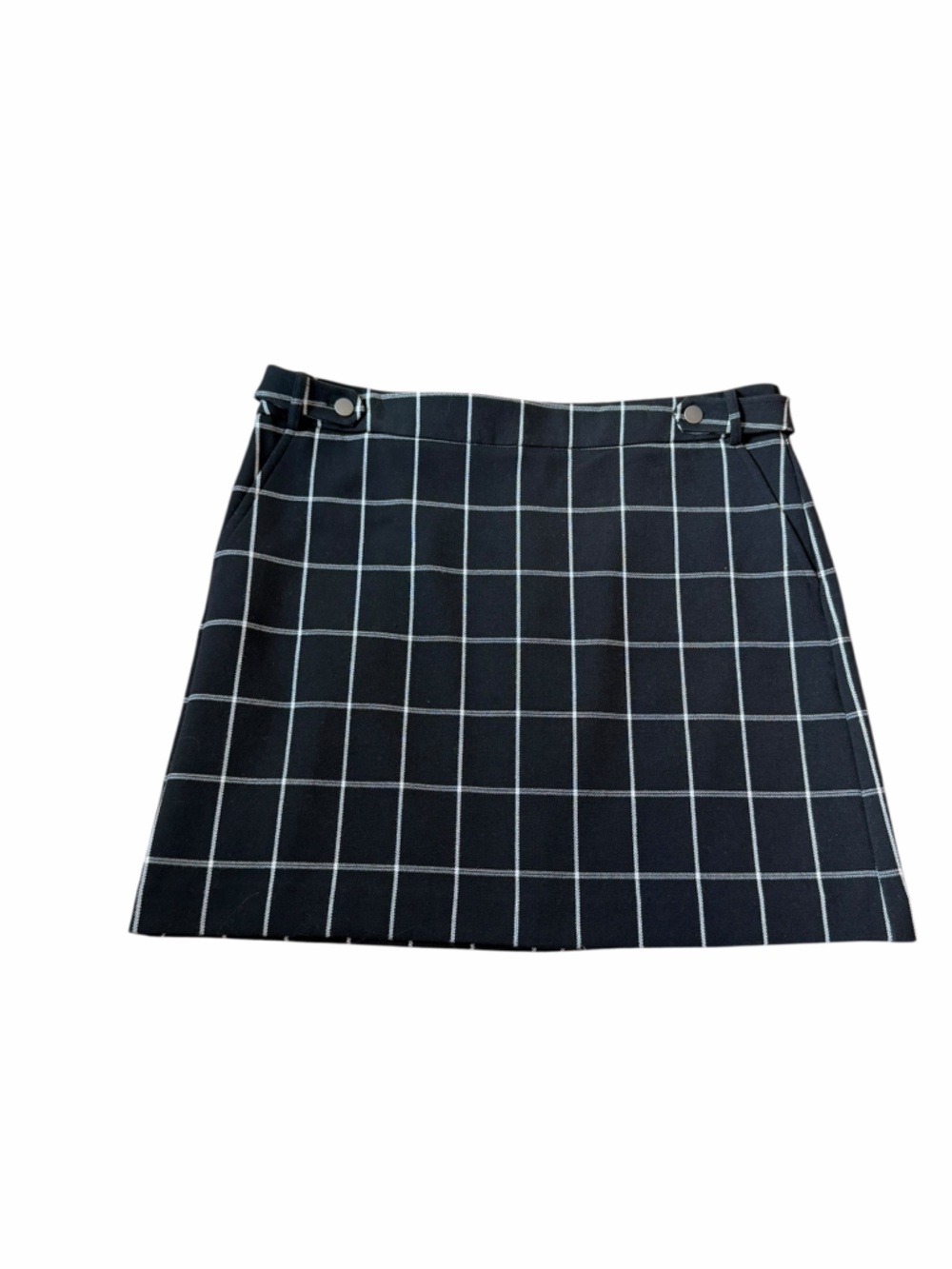 Loft Black & White Plaid Mini Skirt Office Corporate Lined Women’s Sz 16 NWT - Picture 2 of 11